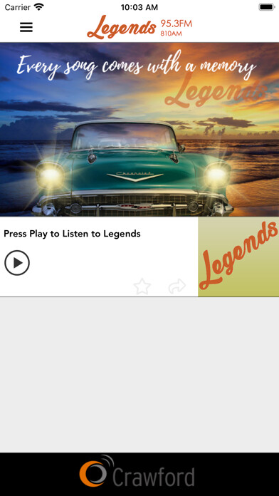 Emulate iPhone app 95.3FM LEGENDS DENVER using MyAndroid