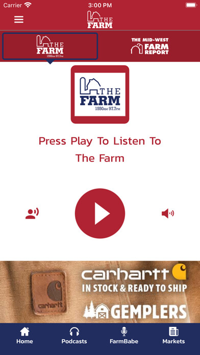Emulate iPhone app 97.7 FM / 1550 AM The Farm using MyAndroid