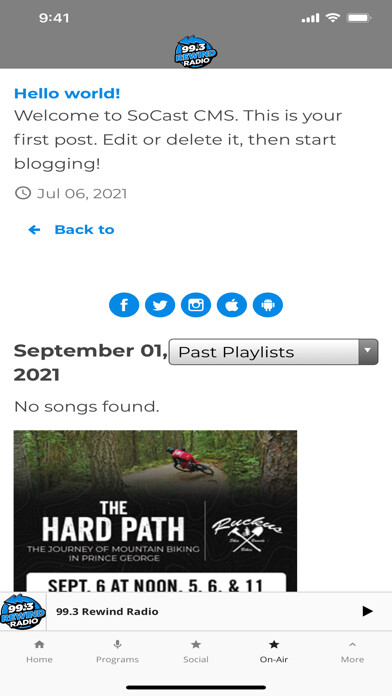 Emulate iPhone app 99-3 REWIND Radio using MyAndroid Emulate iPhone app 99-3 REWIND Radio using MyAndroid
