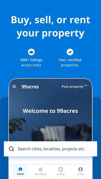 Emulate iPhone app 99acres - Property Search using MyAndroid