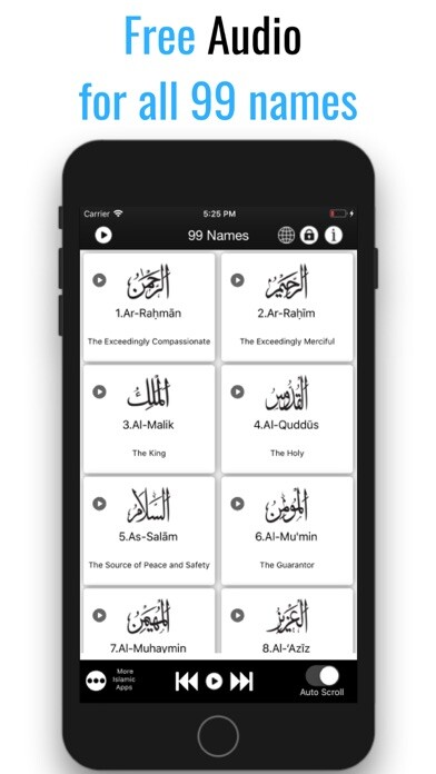 Emulate iPhone app 99 Names of Allah + Audio using MyAndroid