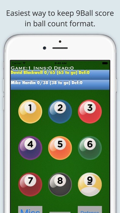 Emulate iPhone app 9Ball ScoreMaster Mobile using MyAndroid