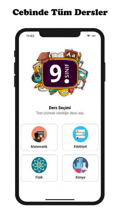 Emulate iPhone app 9.Sınıf Tüm Dersler using MyAndroid