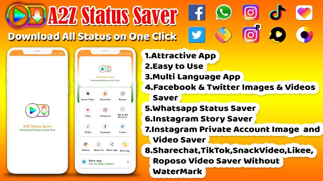 Run android online APK A2Z Status Saver - Indias Fastest Status Saver from MyAndroid or emulate A2Z Status Saver - Indias Fastest Status Saver using MyAndroid