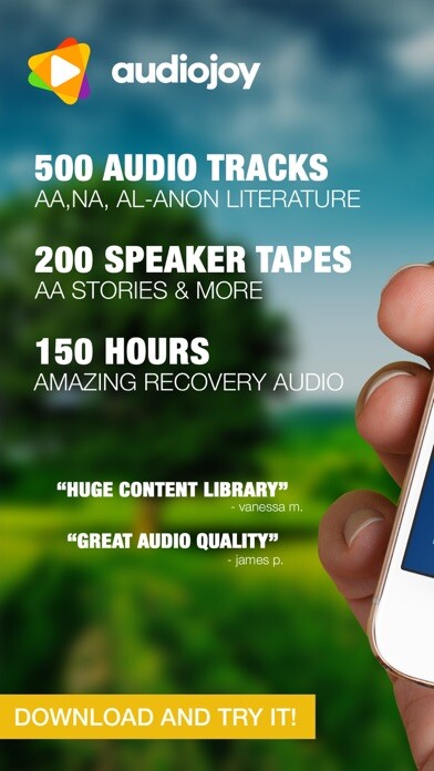 Emulate iPhone app AA Big Book Sobriety Stories using MyAndroid