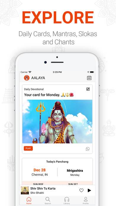 Emulate iPhone app Aalaya - Mantras & Bhajans using MyAndroid