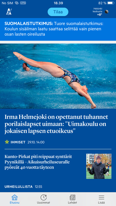 Emulate iPhone app Aamulehti using MyAndroid