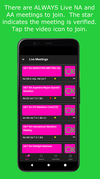 Run android online APK AA/NA Live! Meeting Attendance from MyAndroid or emulate AA/NA Live! Meeting Attendance using MyAndroid