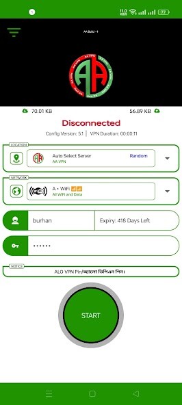Run android online APK AA VPN from MyAndroid or emulate AA VPN using MyAndroid