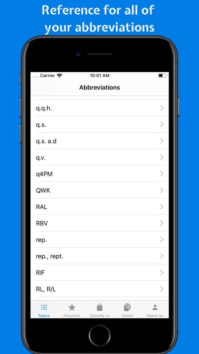 Emulate iPhone app Abbreviations Rx using MyAndroid