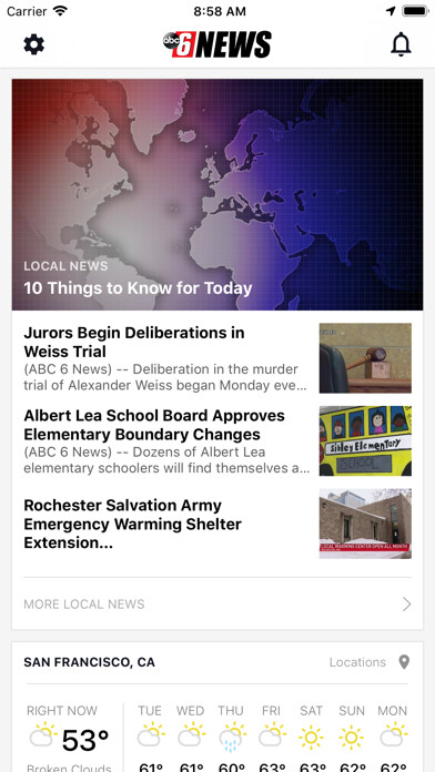 Emulate iPhone app ABC 6 NEWS NOW using MyAndroid
