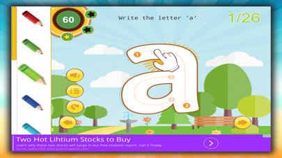 Emulate iPhone app ABC Alphabet for children with writing using MyAndroid