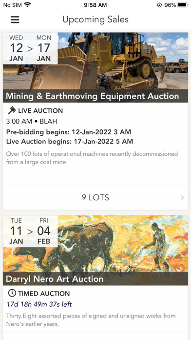 Emulate iPhone app ABC Auctions using MyAndroid