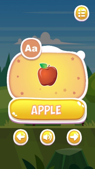 Emulate iPhone app ABC Fruit Names Learning using MyAndroid