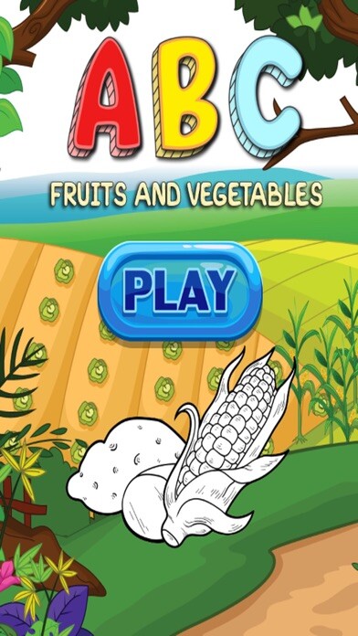 Emulate iPhone app ABC Fruits And Vegetables Coloring Book: Learning English Vocabulary Free For Toddlers And Kids! using MyAndroid