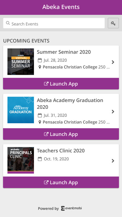 Emulate iPhone app Abeka Events using MyAndroid