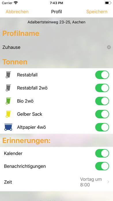 Emulate iPhone app Abfall App ZEW using MyAndroid
