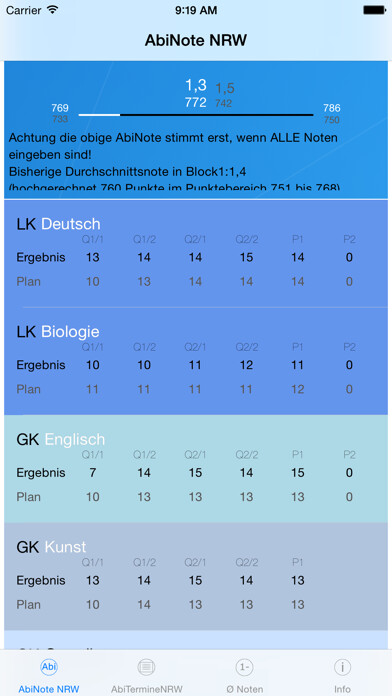 Emulate iPhone app AbiNotenRechner NRW using MyAndroid