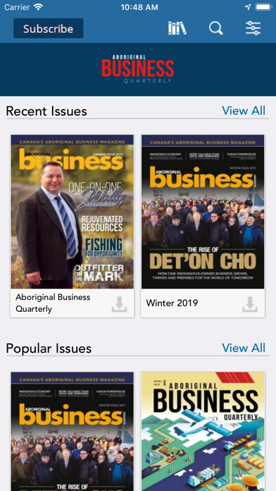 Emulate iPhone app Aboriginal Business Quarterly using MyAndroid