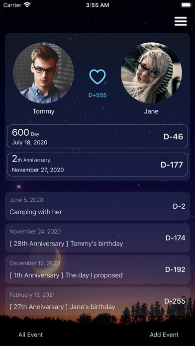Emulate iPhone app About Couples - D-Day, Event using MyAndroid