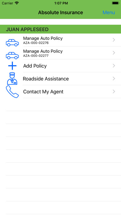 Emulate iPhone app Absolute Insurance using MyAndroid
