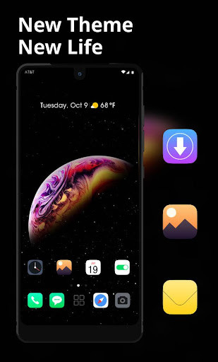 Run android online APK Abstract dark colorful planet shine P20 Pro theme from MyAndroid or emulate Abstract dark colorful planet shine P20 Pro theme using MyAndroid