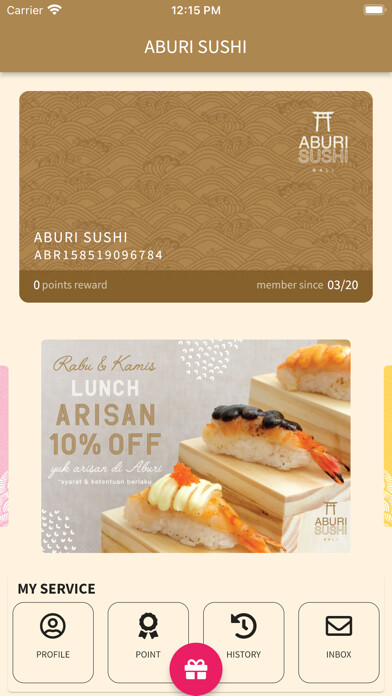 Emulate iPhone app Aburi Sushi Membership using MyAndroid Emulate iPhone app Aburi Sushi Membership using MyAndroid