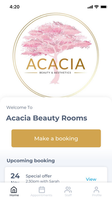 Emulate iPhone app Acacia Beauty Rooms using MyAndroid Emulate iPhone app Acacia Beauty Rooms using MyAndroid