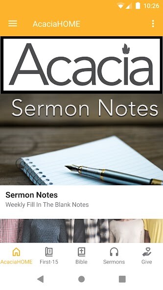 Emulate iPhone app Acacia Church App using MyAndroid Emulate iPhone app Acacia Church App using MyAndroid