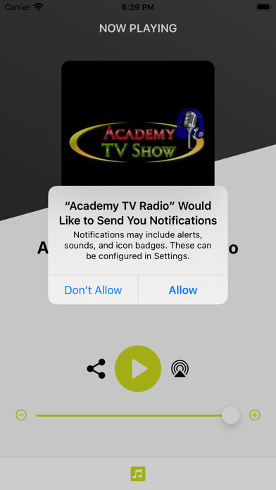 Emulate iPhone app Academy TV Show Radio using MyAndroid