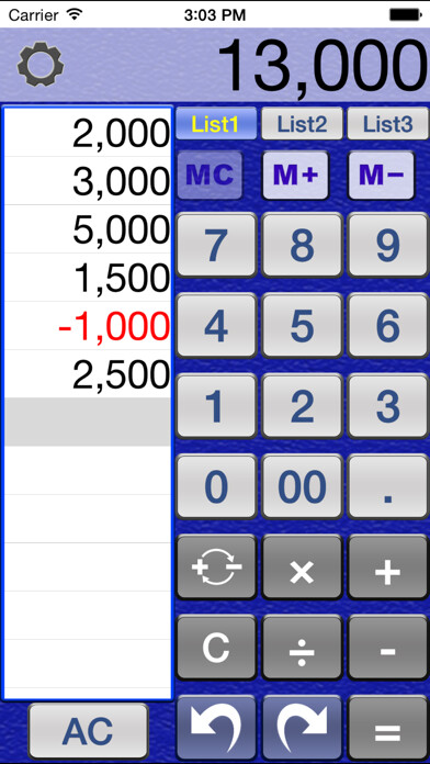Emulate iPhone app ACalcM (Calculator with a list) using MyAndroid