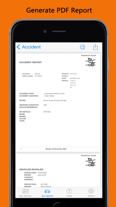 Emulate iPhone app Accident Report Pro - xCrash using MyAndroid