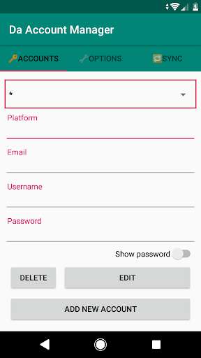 Run android online APK Account Manager and Password Generator from MyAndroid or emulate Account Manager and Password Generator using MyAndroid