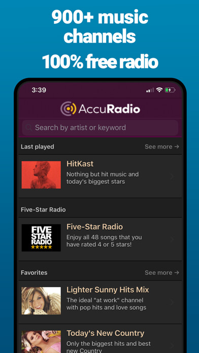 Emulate iPhone app AccuRadio: Curated Music Radio using MyAndroid Emulate iPhone app AccuRadio: Curated Music Radio using MyAndroid