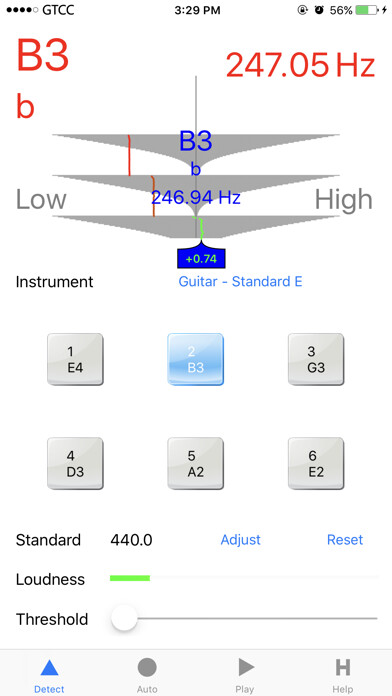 Emulate iPhone app Accurate Guitar Tuner SE using MyAndroid
