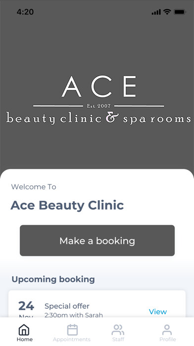 Emulate iPhone app Ace Beauty Clinic using MyAndroid Emulate iPhone app Ace Beauty Clinic using MyAndroid