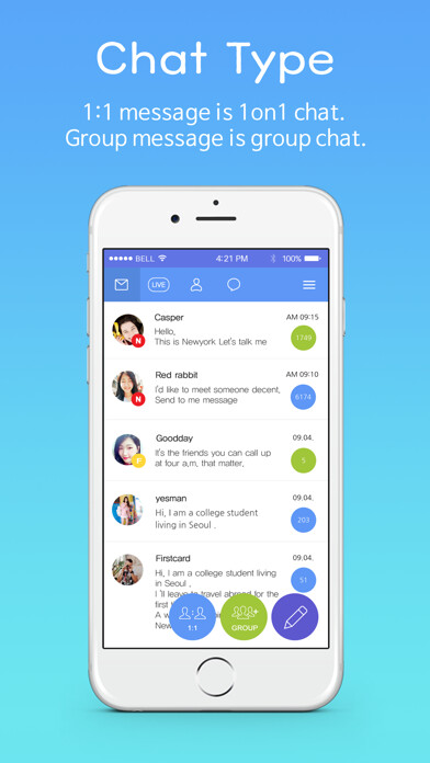 Emulate iPhone app Achat - chat with koreans using MyAndroid