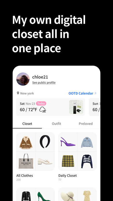 Emulate iPhone app Acloset - AI Fashion Assistant using MyAndroid