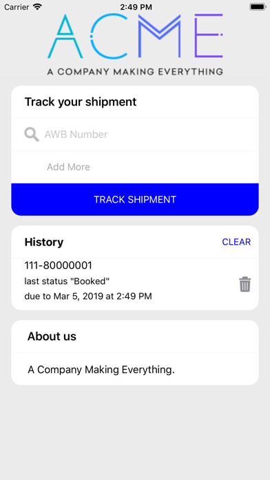 Emulate iPhone app ACME Cargo Tracking using MyAndroid Emulate iPhone app ACME Cargo Tracking using MyAndroid