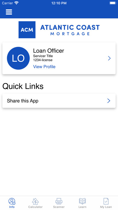 Emulate iPhone app ACM Mobile Mortgage using MyAndroid