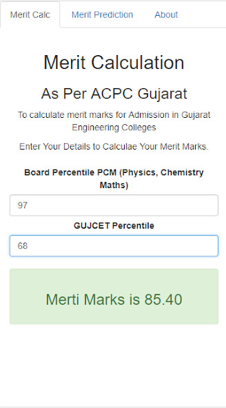 Run android online APK ACPC Merit Calc Gujarat Admission 2019 from MyAndroid or emulate ACPC Merit Calc Gujarat Admission 2019 using MyAndroid