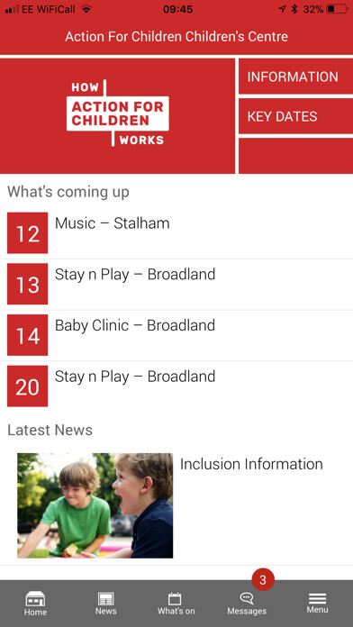 Emulate iPhone app Action for Children Services using MyAndroid