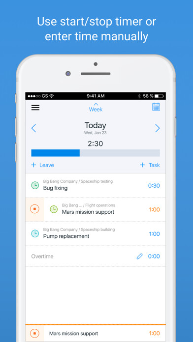 Emulate iPhone app actiTIME Mobile Timesheet using MyAndroid