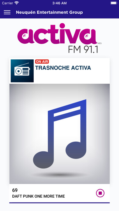 Emulate iPhone app Activa 91.1 Neuquén using MyAndroid