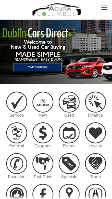 Emulate iPhone app Acura Columbus Dealer using MyAndroid