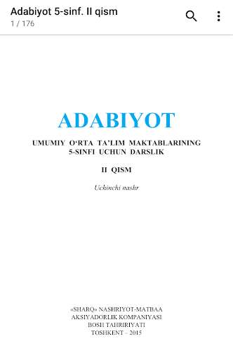 Run android online APK Adabiyot 5-sinf. 2 qism from MyAndroid or emulate Adabiyot 5-sinf. 2 qism using MyAndroid