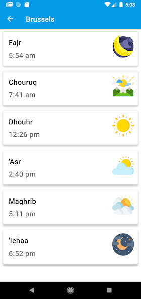 Run android online APK Adan Belgique - Horaires Prièr from MyAndroid or emulate Adan Belgique - Horaires Prièr using MyAndroid