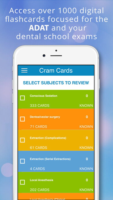 Emulate iPhone app ADAT Oral Surgery Cram Cards using MyAndroid