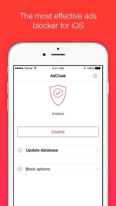 Emulate iPhone app AdCloak – ads blocker, antibanner, ads cleaner using MyAndroid