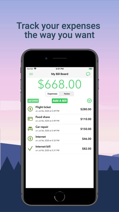 Emulate iPhone app Add A Bill using MyAndroid